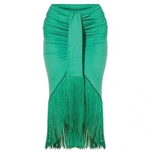 Elegant Green Fringe Skirt